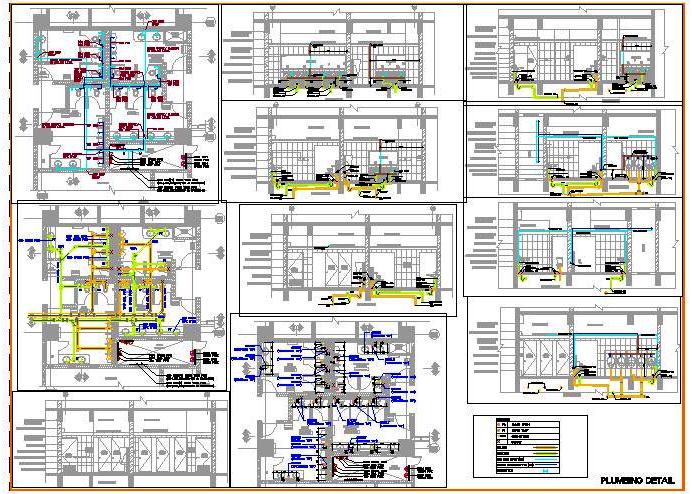 Public Restroom Plumbing Plan- AutoCAD DWG with Layout Details